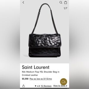 YSL Medium Crinkled Vintage Leather Nikki Bag